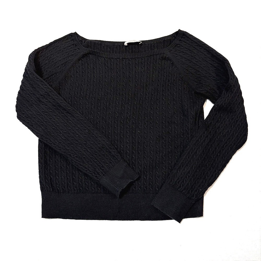 Sunday Best, Cable Knit Sweater, Black, Medium, Excellent, MSRP $88